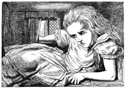 Artwork Title: Alice Stuck in the White Rabbit's House