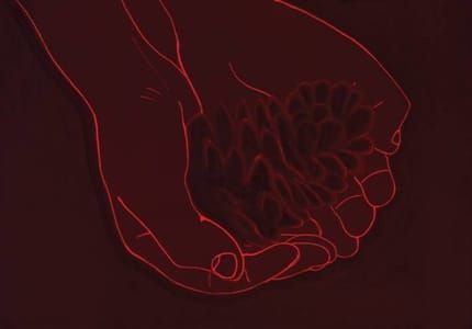 Artwork Title: Hands with a Pinefruit
