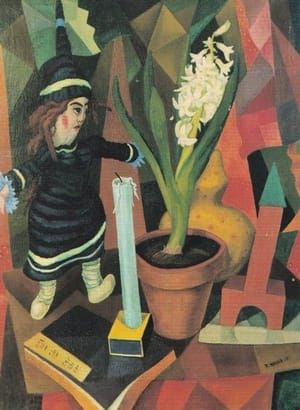 Artwork Title: Stilleben mit Puppe, Kerze und Hyazinthe (Still Life with Doll, Candle and Hyacinth)