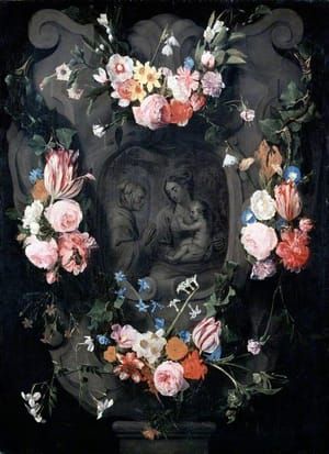 Artwork Title: Cartouche With The Virgin, Child And Saint Anne