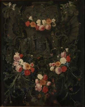 Artwork Title: Guirnalda Con Jesús Y Santa Teresa