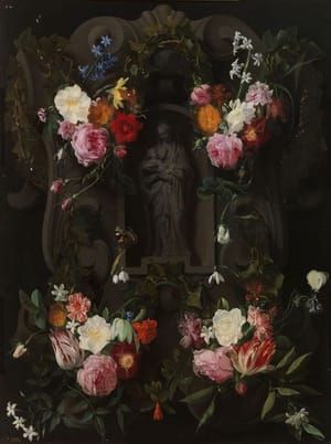 Artwork Title: Guirnalda Con La Virgen Y El Niño