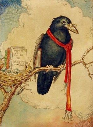 Artwork Title: Crow with Field Guide to Decent Humans,