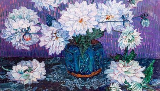 Artwork Title: Dahlias in a Ginger Jar