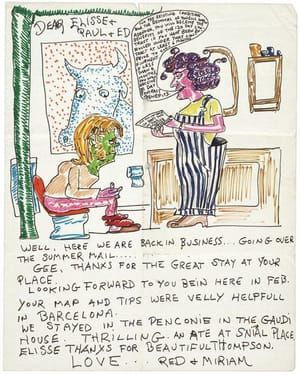Artwork Title: Letter from Red Grooms to Elisse and Paul Stuttman and Edward C. Flood