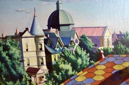 Artwork Title: Rooftops From The Artist’s Home On Herndon Street In Newark, New Jersey
