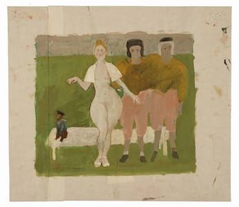 Artwork Title: Nude Woman with Two Athletes and a Monkey
