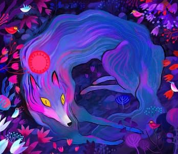Artwork Title: Wolf and Birds