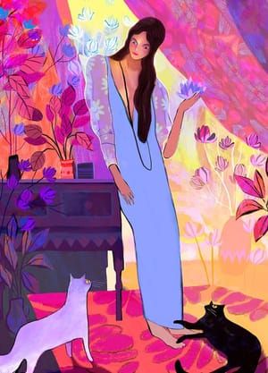 Artwork Title: La femme aux deux chats
