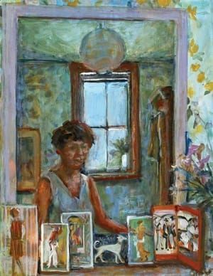 Artwork Title: Self Portrait with Postcards
