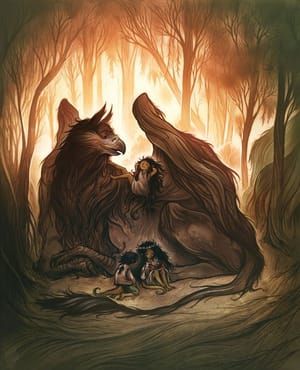 Artwork Title: Troll Children with Gryphon