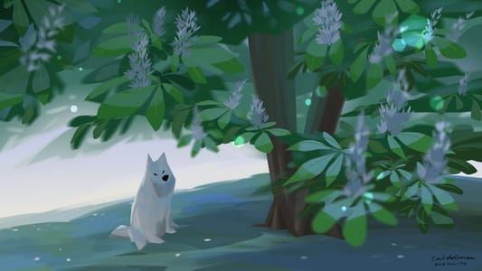 Artwork Title: Contemplating dog under horse chestnut tree
