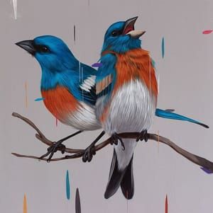 Artwork Title: Lazuli Buntings