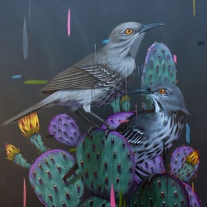 Artwork Title: Thrashers and Prickly Pears