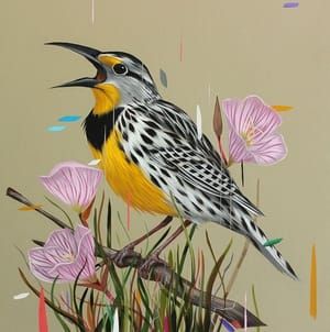 Artwork Title: Meadow Lark and Primrose