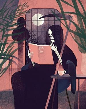 Artwork Title: Mr. Death Reading Usbek & Rica Magazine 2014