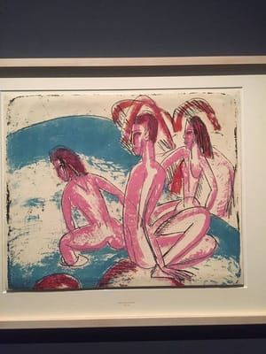Artwork Title: Drei Badende an Steinen, Fehmarn 1913