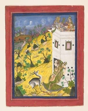 Artwork Title: A Musician Charms a Mrig (Antelope)