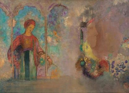 Artwork Title: Arcade gothique - Femme cueillant des fleurs
