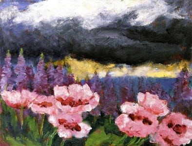 Artwork Title: Poppies and Lupins