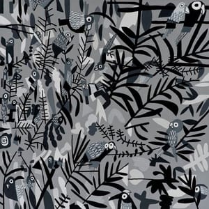 Artwork Title: BW Parrot Pattern