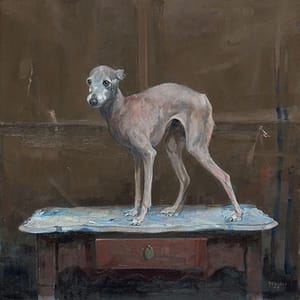 Artwork Title: Windhondje op tafeltje I (Greyhound on Table I)