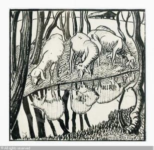 Artwork Title: Schafherde am Waldbach