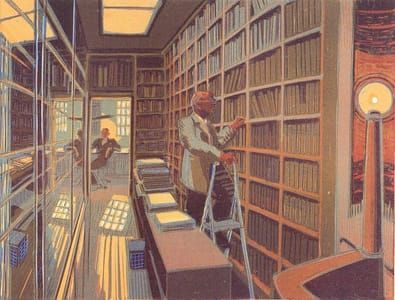 Artwork Title: Hôtel Turgot, Biblioteek (Library)