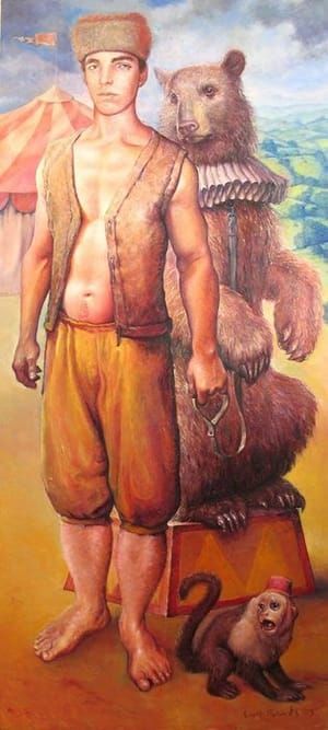 Artwork Title: Circus Bear, Trainer And Monkey