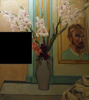 Artwork Title: Self Portrait with Gladiolas