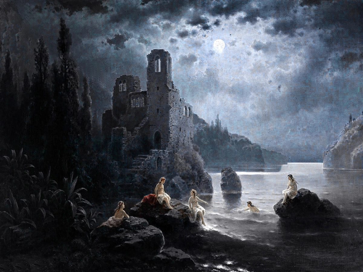 Artwork Title: Castle Ruins by a Lake