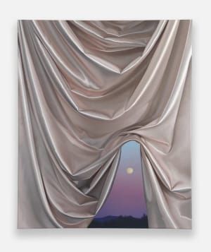 Artwork Title: Beaver Moon Over Mt. Monadnock with Soft Gold Satin Fabric