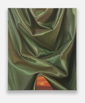 Artwork Title: Green Satin Fabric with Sunset