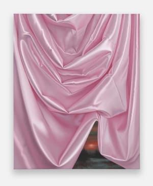 Artwork Title: Winter Sky with Pink Satin Fabric