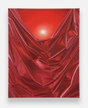 Artwork Title: Radiant Sun in Red Metallic Fabric